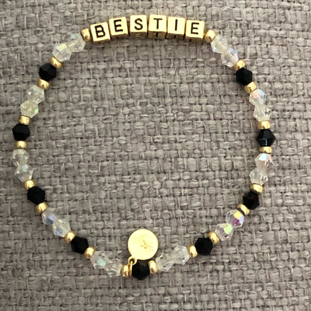 Gold and Black Beaded 'Bestie' Bracelet
